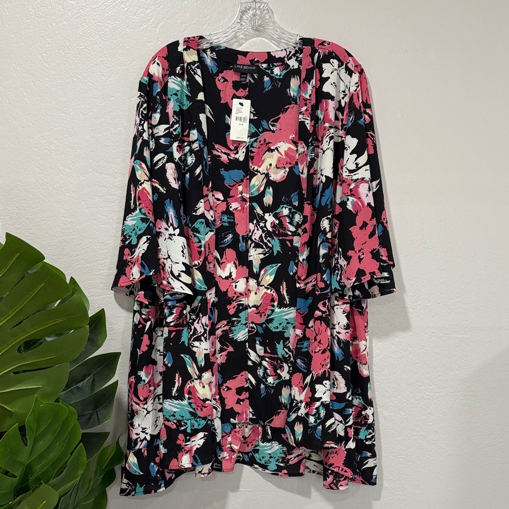 NWT Lane Bryant Multicolor Abstract open front Kimono plus size 26/28